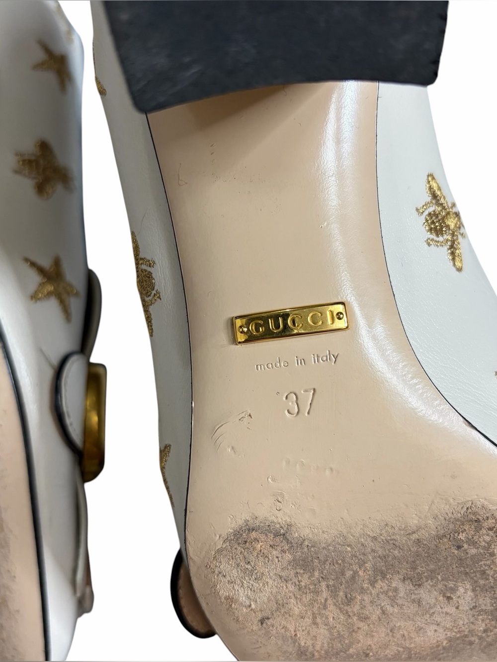 Gucci Marmont embroidered leather mid-heel pumps embroidered bees stars - Picture 13 of 14